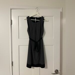 Dex Black & White Polka Dot Sleeveless Midi Dress with Belt